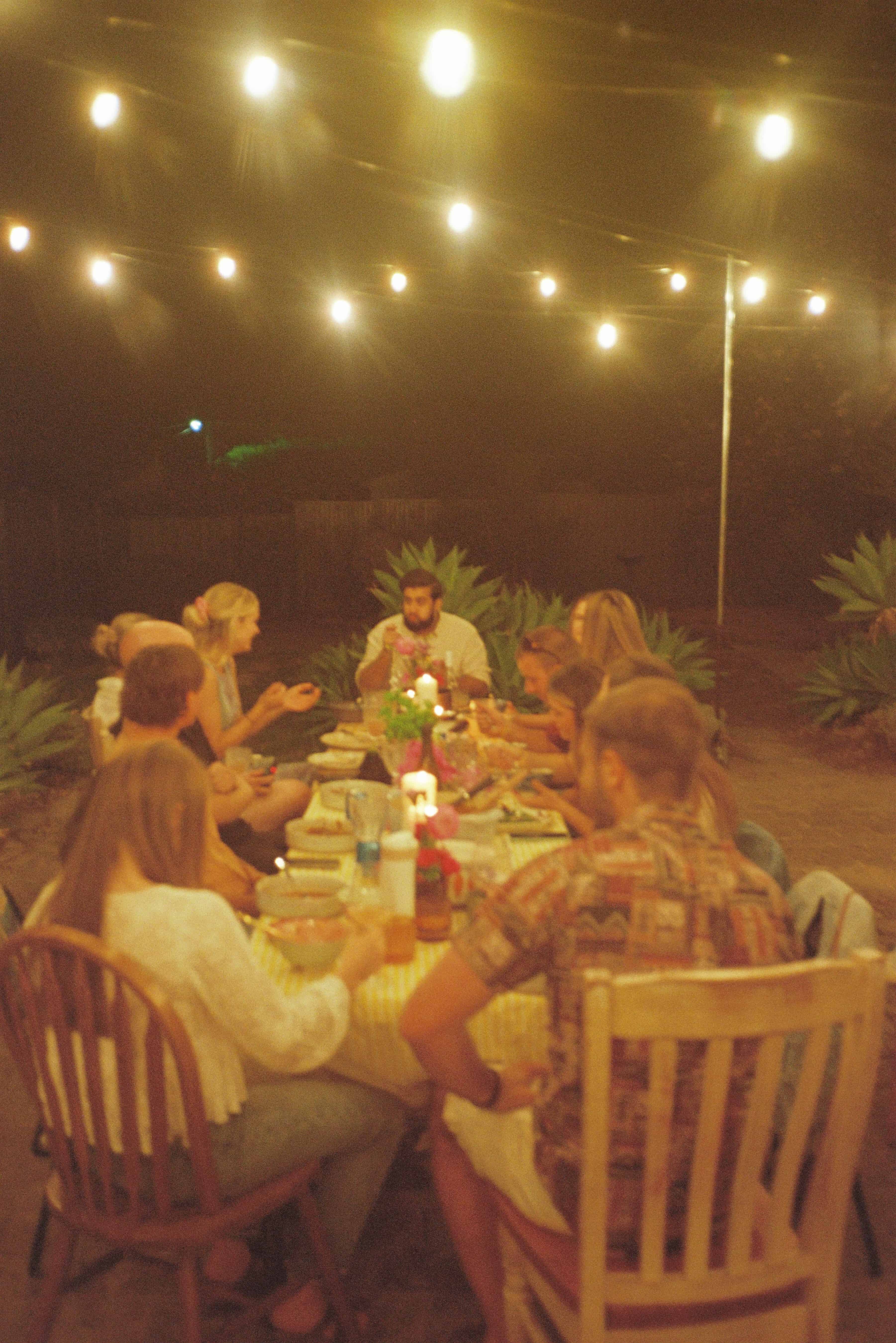 Friends talking at table