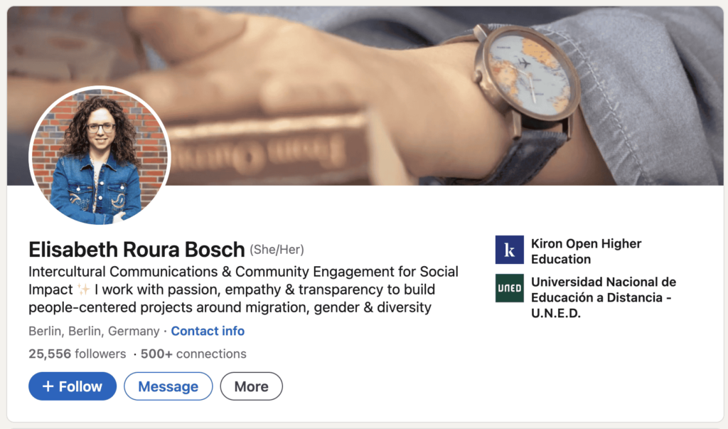 Elisabeth Bosch LinkedIn page