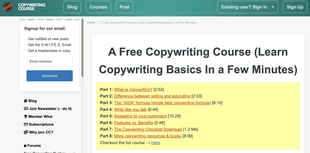 Copywriting course