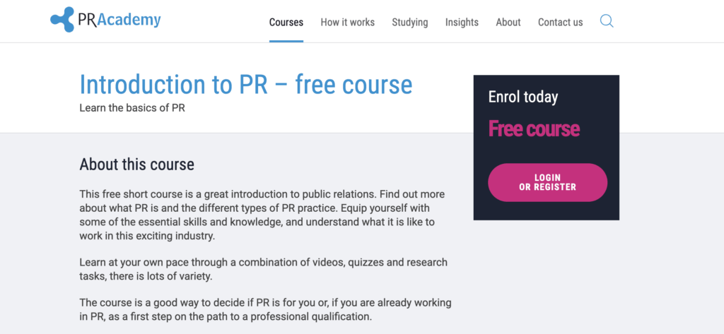 Intro to PR course