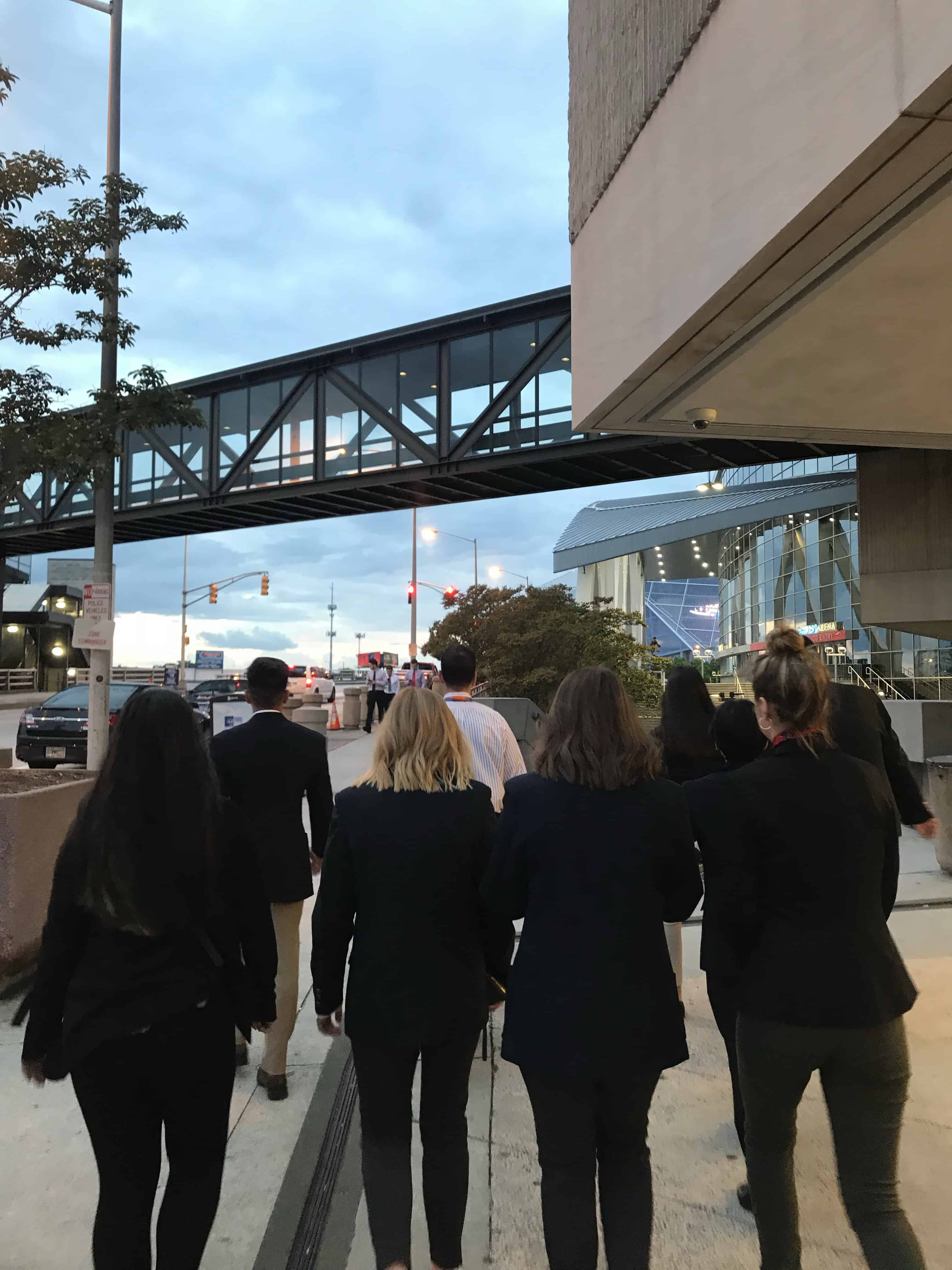 Business women walking together